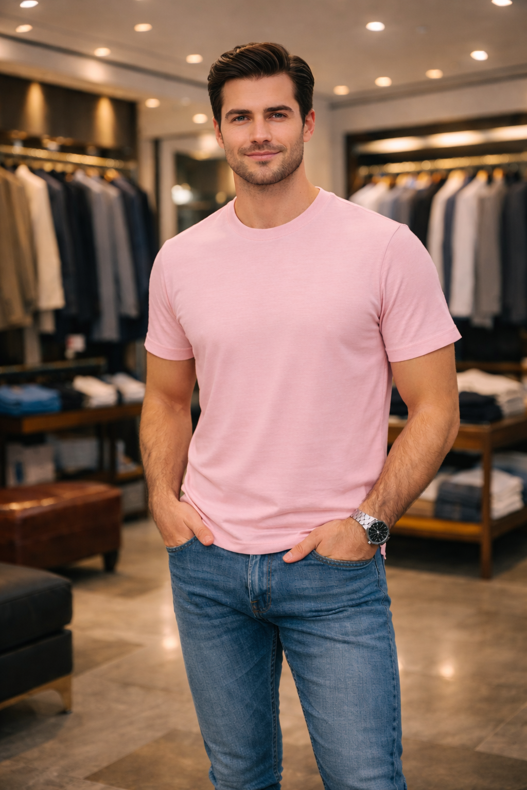 Men’s Premium Baby Pink Cotton T-Shirt | Soft Feel | Regular Fit