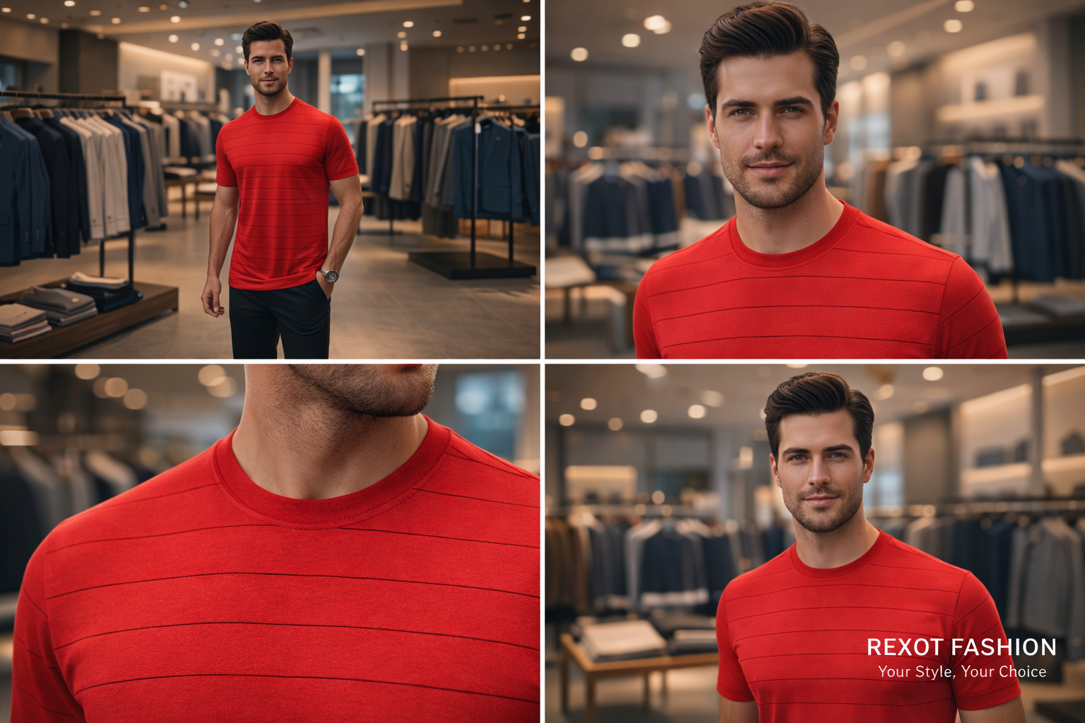 Men’s Premium Red Striped Cotton T-Shirt | Regular Fit | Casual Wear