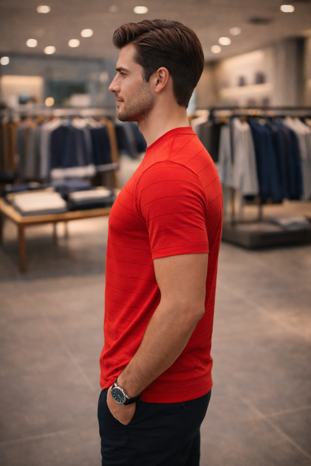 Men’s Premium Red Striped Cotton T-Shirt | Regular Fit | Casual Wear