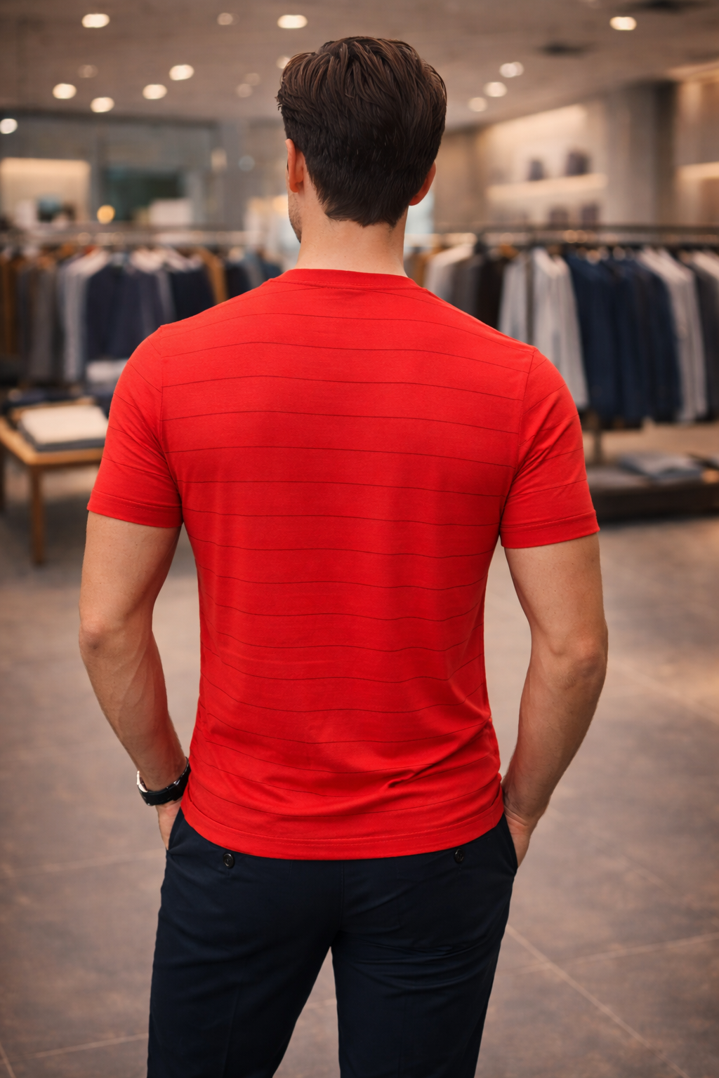 Men’s Premium Red Striped Cotton T-Shirt | Regular Fit | Casual Wear