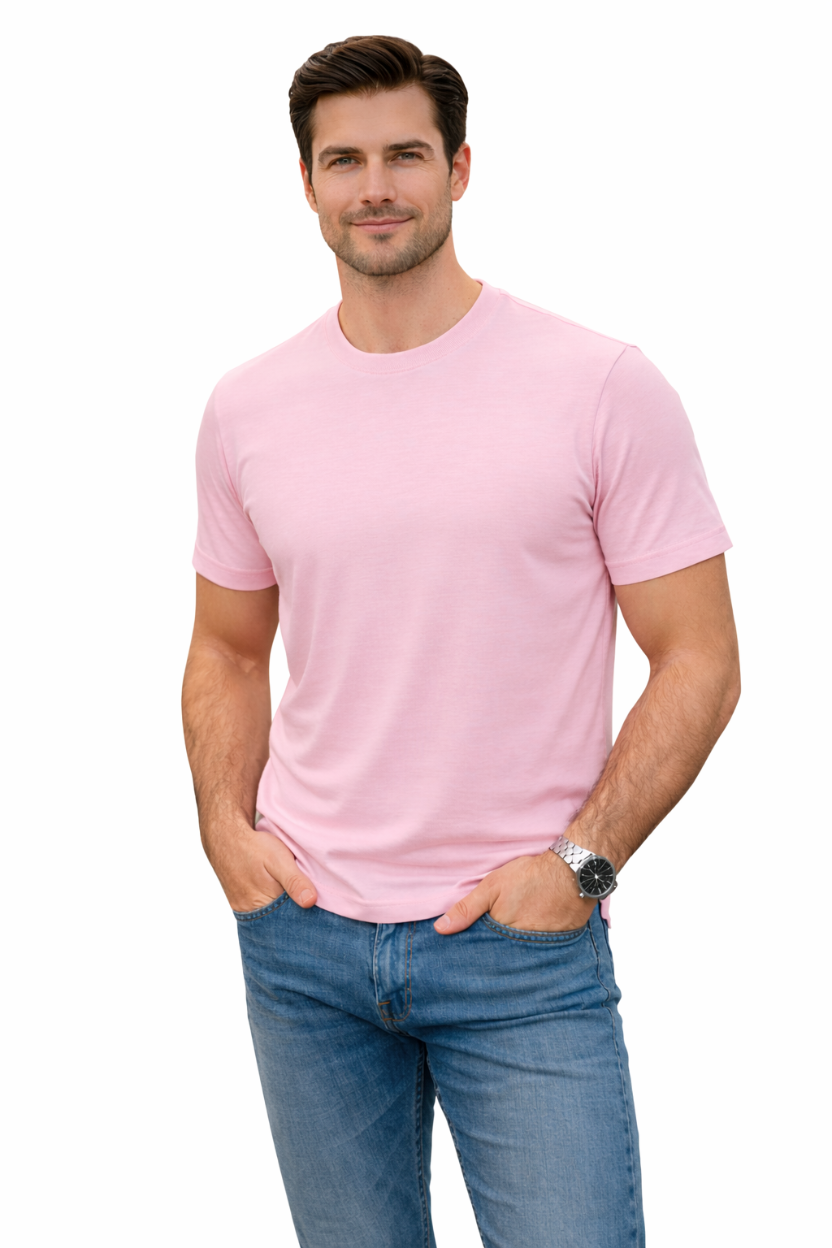 Men’s Premium Baby Pink Cotton T-Shirt | Soft Feel | Regular Fit