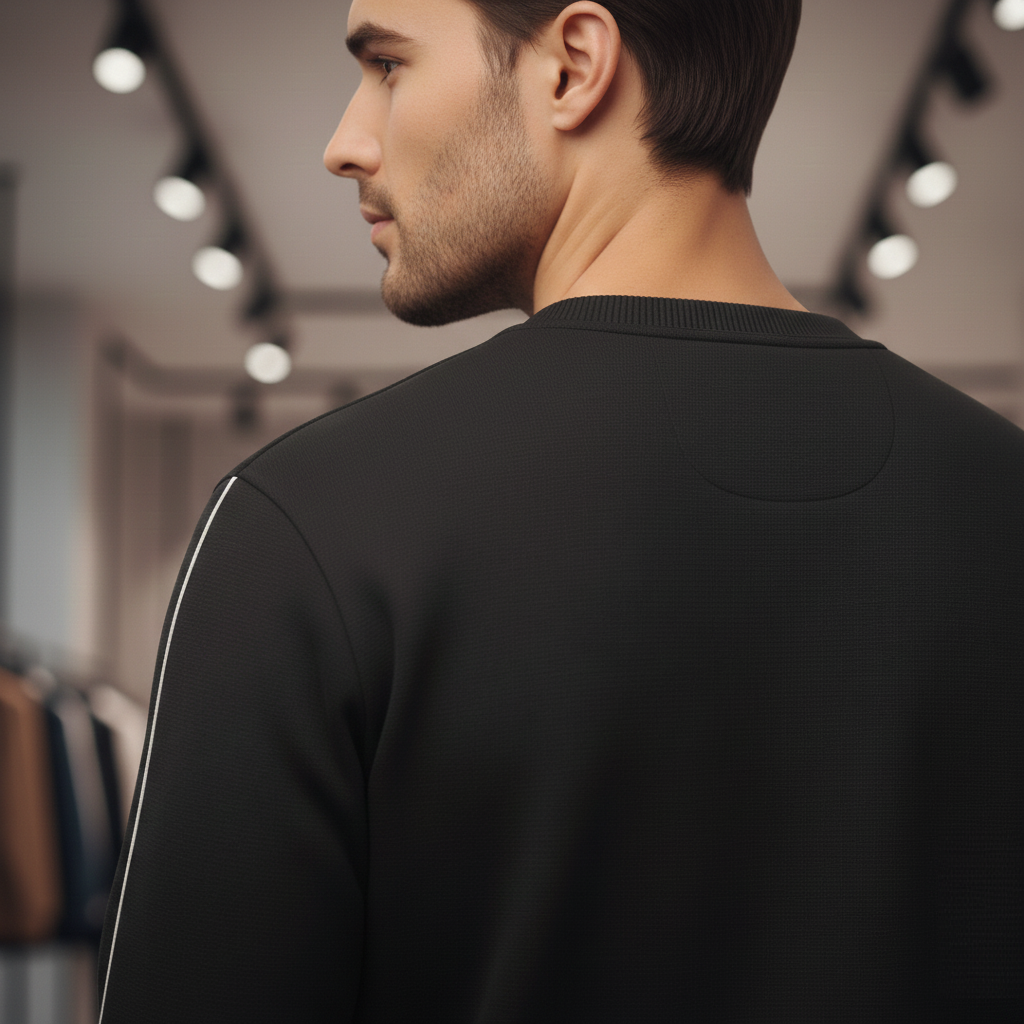 Rexot Fashion Premium Round Neck Solid Sweatshirt for Men Casual Sweat Shirt Full Sleeves Sweaters All Day Winter wear Black