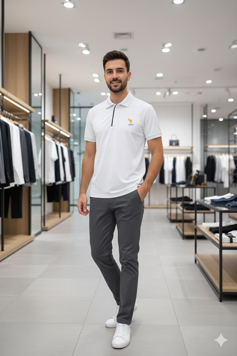 REXOT FASHION Urban Style Polo T-Shirt (White)