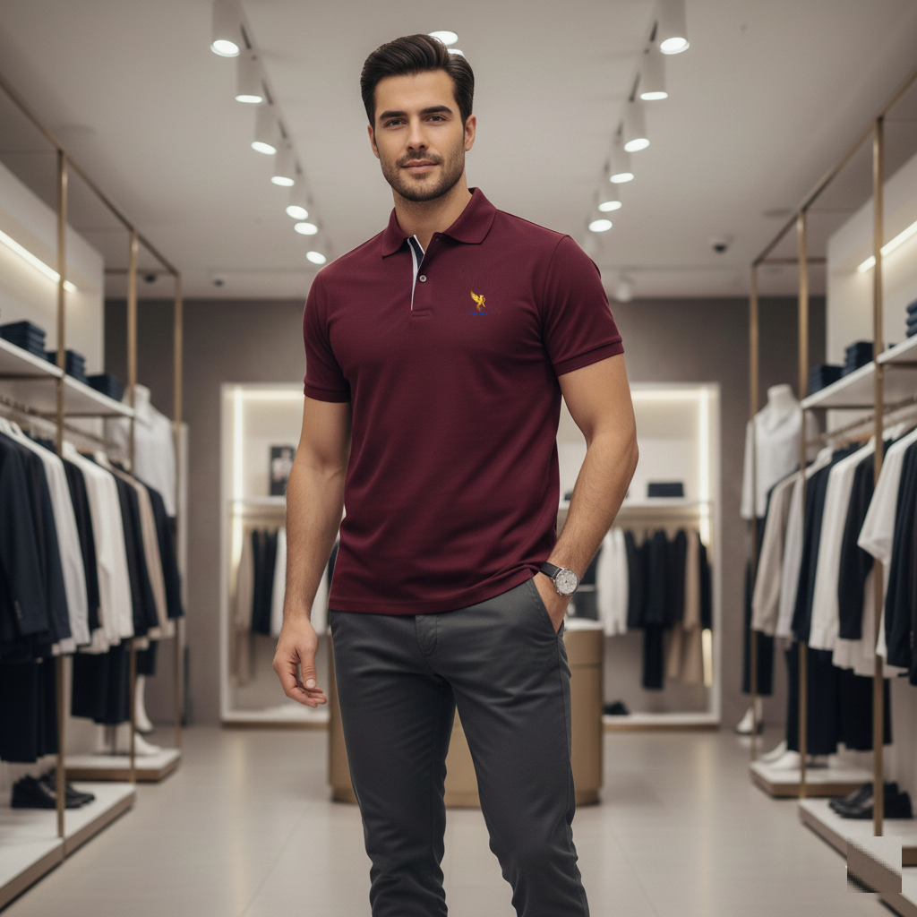 REXOT Men’s Premium Polo T-Shirt – Maroon | Smart Fit | Classic Style