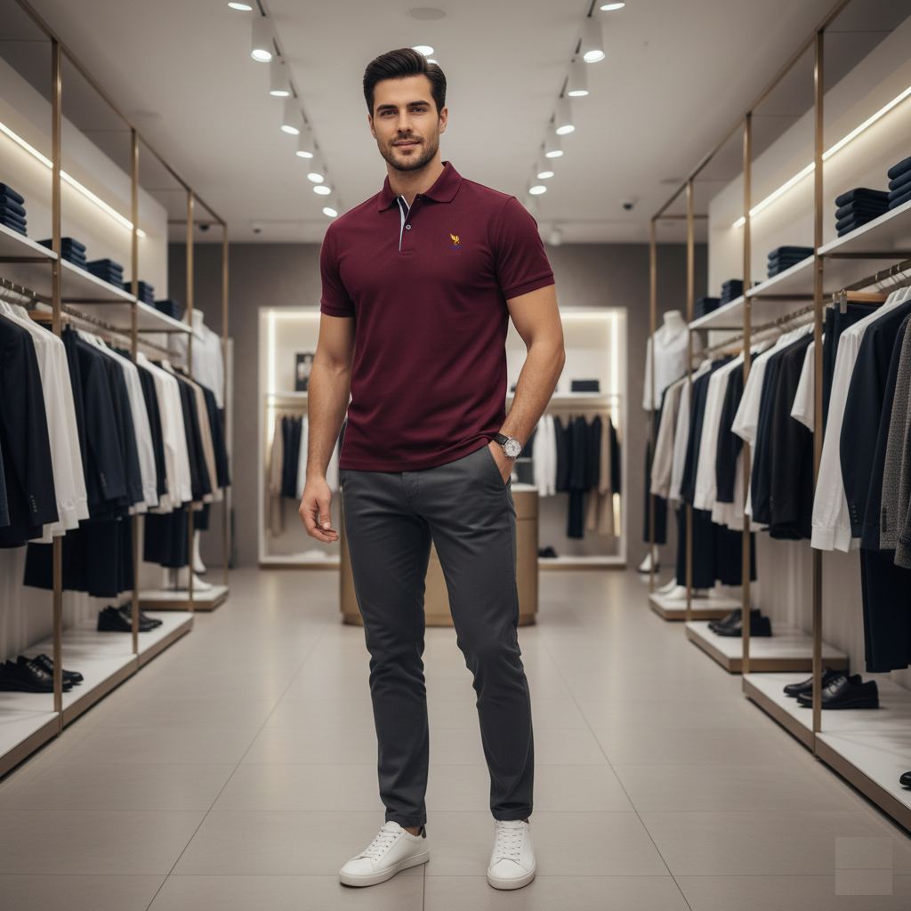 REXOT Men’s Premium Polo T-Shirt – Maroon | Smart Fit | Classic Style