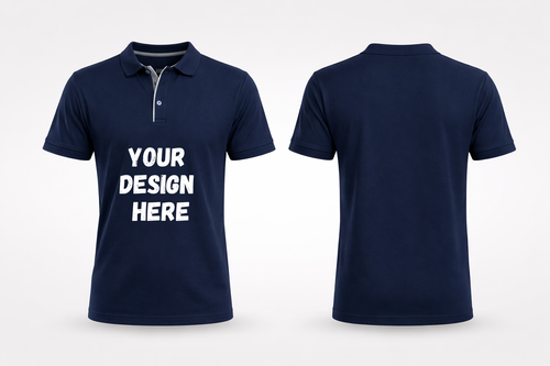 Custom Printed Polo T-Shirt (Navy Blue) – Give Your Own Design