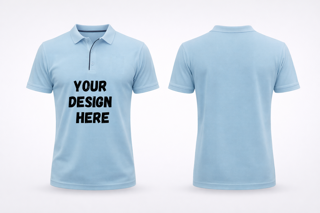Custom Printed Polo T-Shirt (Sky Blue) – Give Your Own Design